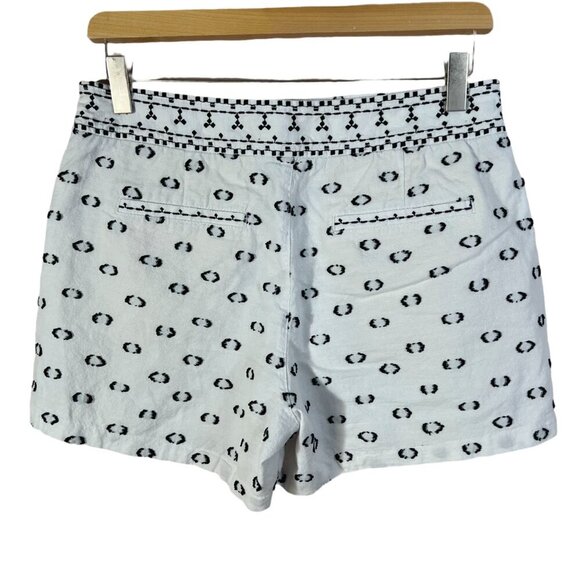 Anthropologie Hei Hei White Black Embroidered Dots Cotton Shorts Size 6 - Picture 2 of 5